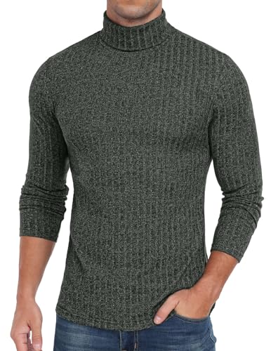 Sailwind Shirt Herren Langarm Lässig Rollkragenshirt Weiche Oberteile Hautfreundlich Langarmshirt Komfortabel T-Shirts Langärmelig Herbst Oberteile (Armeegrün, L) von Sailwind