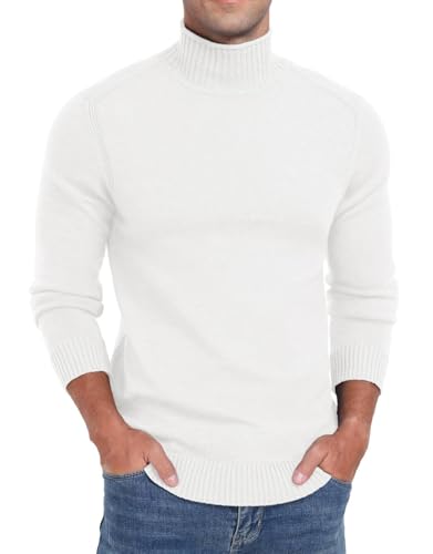 Sailwind Strickpullover Herren Pullover Slim Fit Rollkragenpullover Slim Fit Basic Männer Winterpullover Lässig Langarmshirt Sweaters (Weiß, S) von Sailwind