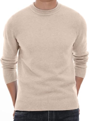 Sailwind Strickpullover Herren Rundhals Pullover Männer Bequem Langarmshirt Feinstrick Warmer Winter Pulli Für Männer (Beige, 2XL) von Sailwind