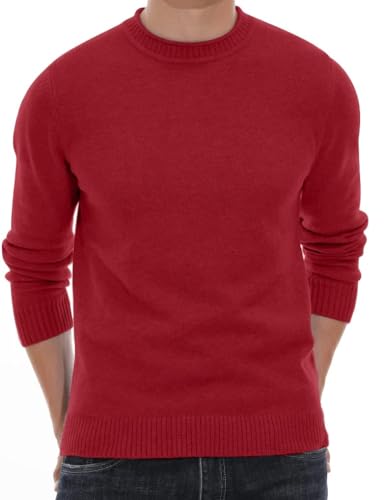 Sailwind Strickpullover Herren Rundhals Pullover Männer Bequem Langarmshirt Feinstrick Warmer Winter Pulli Für Männer (Rot, L) von Sailwind