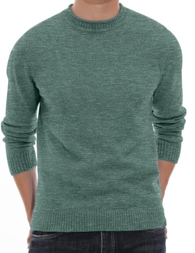 Sailwind Strickpullover Herren Rundhals Pullover Männer Bequem Langarmshirt Feinstrick Warmer Winter Pulli Für Männer (VG Grün, L) von Sailwind