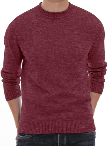 Sailwind Strickpullover Herren Rundhals Pullover Männer Bequem Langarmshirt Feinstrick Warmer Winter Pulli Für Männer (VG Rot, M) von Sailwind