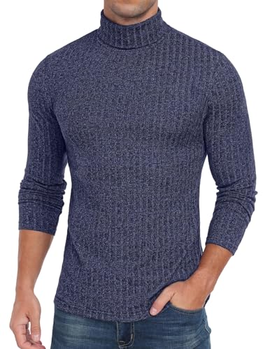 Sailwind Thermo Langarmshirt Herren T-Shirts Lässig Rollkragenshirt Weiche Strickpullover Hautfreundlich Komfortabel Langärmelig Herren Herbst Oberteile (Marineblau, M) von Sailwind