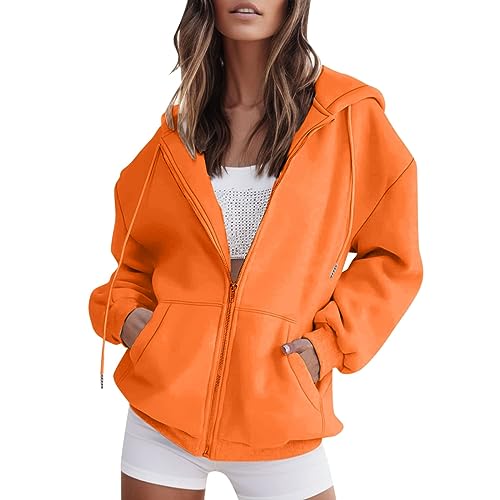 Damen Kapuzenjacke Kapuzenpullover Vintage Oversize Sweatjacke Sweatshirt College Jacke Übergangsjacke Zip Hoodie Hoody mit Kapuze von Saingace