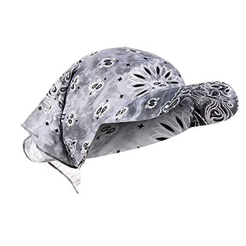 Damen Visor Bandana mit Schirm Haarband Baumwolle Beanie Kopftuch Schal Hüte Sonnenhut Tennis Baseball-Mütze Turban Kopfbedeckung Headwear Kop Wraps Sonnenblende Kappe (Grau, Einheitsgröße) von Saingace