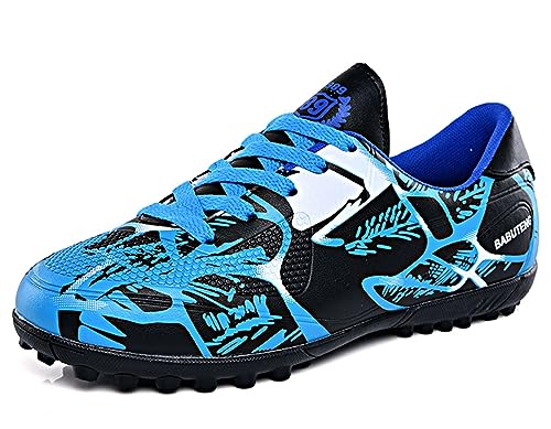 Sainilei Kinder Fußballschuhe Jungen FG/AG Outdoor Fussballschuhe Mädchen TF Football Professionelle Trainingsschuhe Blau EU37 von Sainilei