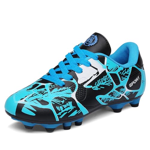 Sainilei Kinder Fußballschuhe Jungen FG/AG Outdoor Fussballschuhe Mädchen TF Football Professionelle Trainingsschuhe Blau EU38 von Sainilei