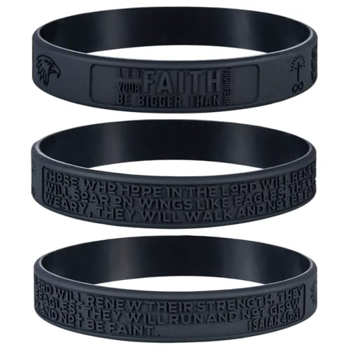 Sainstone Power of Faith ISAIAH 40:31 inspirierende Bibelversen Silikon-Armbänder – Let Faith Bigger Than Fear – Religiöses Motivationsarmband, Geschenke für Männer und Frauen Sainstone Power of Faith ISAIAH 40:31 inspirierende Bibelversen Silikon-Armbänder – Let Faith Bigger Than Fear – Religiöses Motivationsarmband, Geschenke für Männer und Frauen von Sainstone