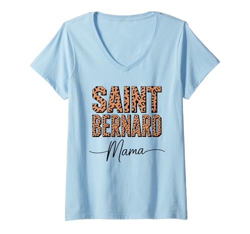 Damen Leopardenmuster Saint Bernard Mama St. Bernard T-Shirt mit V-Ausschnitt Damen Leopardenmuster Saint Bernard Mama St. Bernard T-Shirt mit V-Ausschnitt von Saint Bernard Dog Lover Gifts