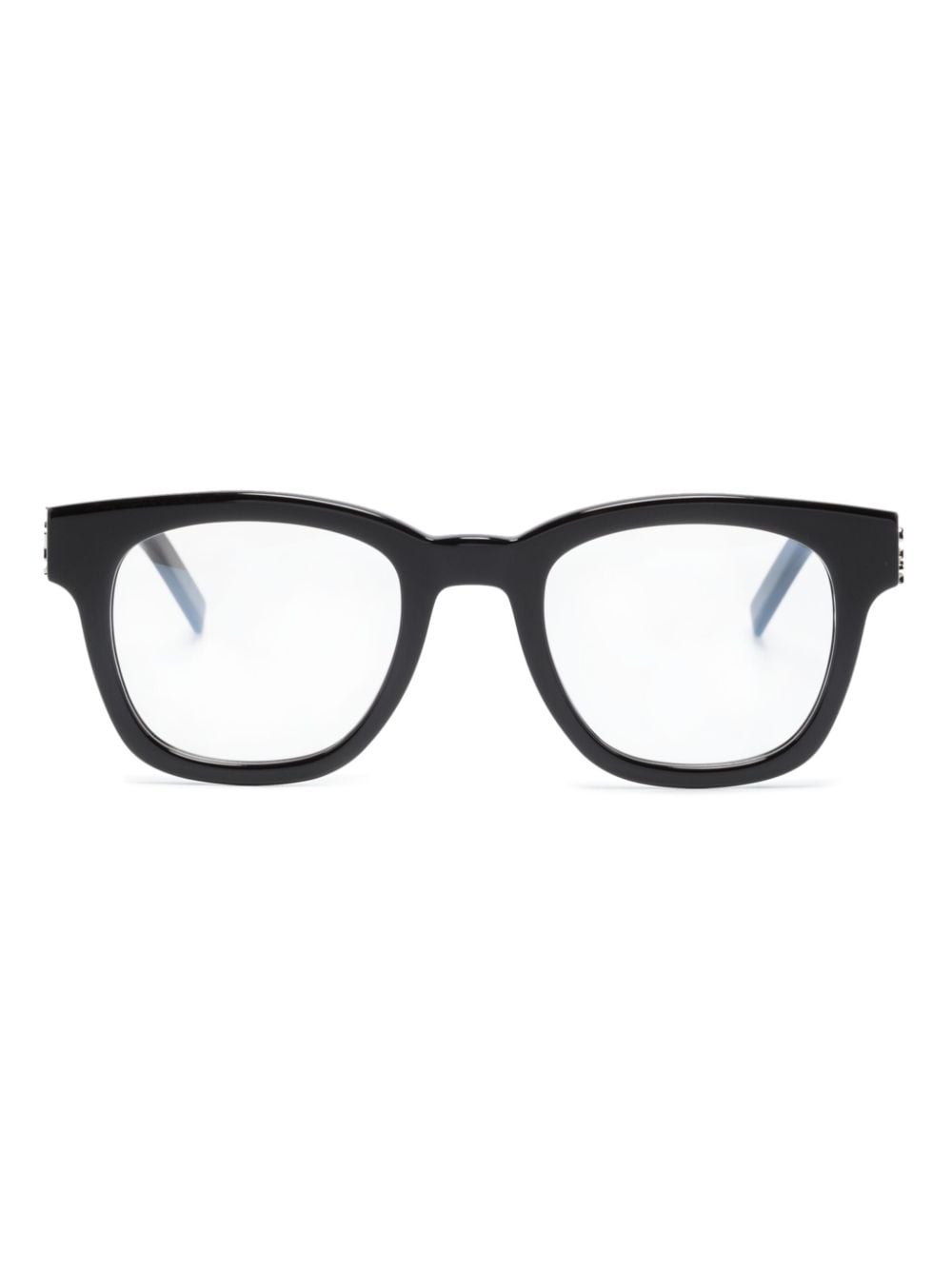 Saint Laurent Eyewear Eckige Brille mit Logo-Schild - Schwarz von Saint Laurent Eyewear