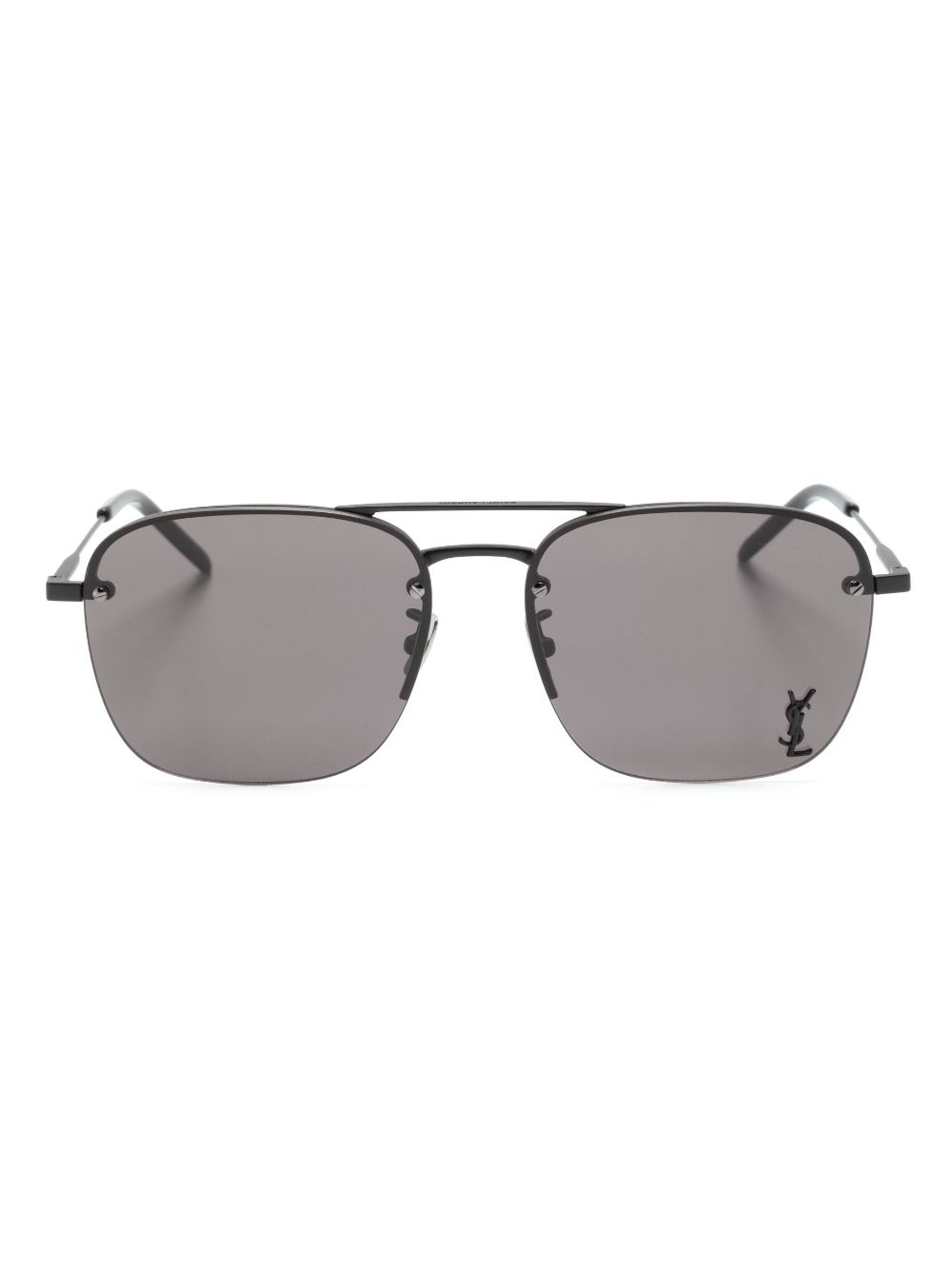 Saint Laurent Eyewear Eckige Sonnenbrille mit Logo-Schild - Schwarz von Saint Laurent Eyewear