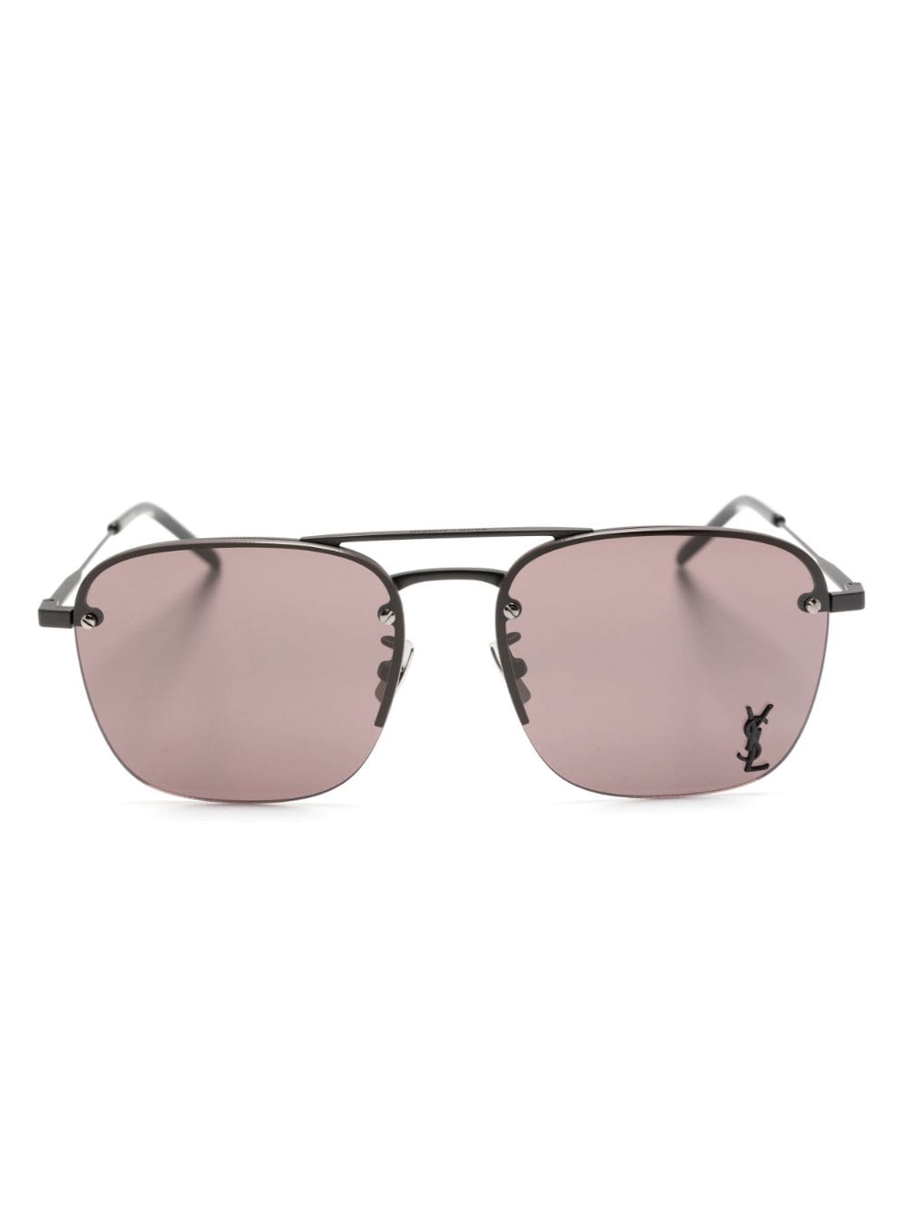 Saint Laurent Eyewear Eckige Sonnenbrille mit Logo-Schild - Schwarz von Saint Laurent Eyewear