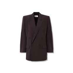 Saint Laurent Brauner Doppelreihiger Seidenblazer von Saint Laurent