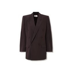 Saint Laurent Brauner Doppelreihiger Seidenblazer von Saint Laurent