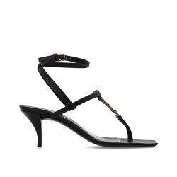 Saint Laurent Cassandra Sandalen Aus Schwarzem Leder von Saint Laurent