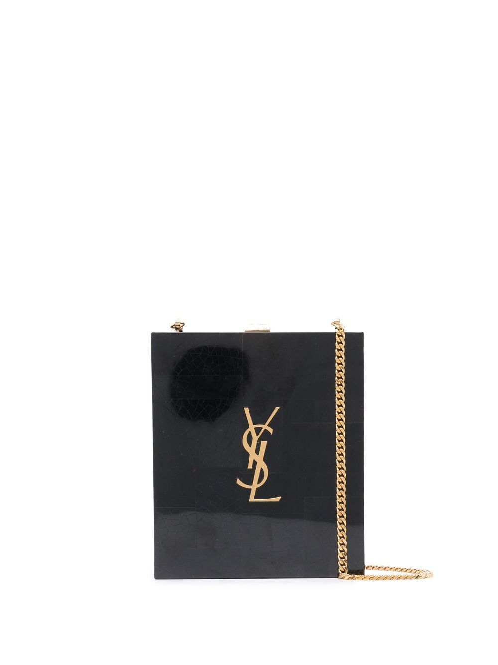 Saint Laurent Clutch mit Logo-Schild - Schwarz von Saint Laurent