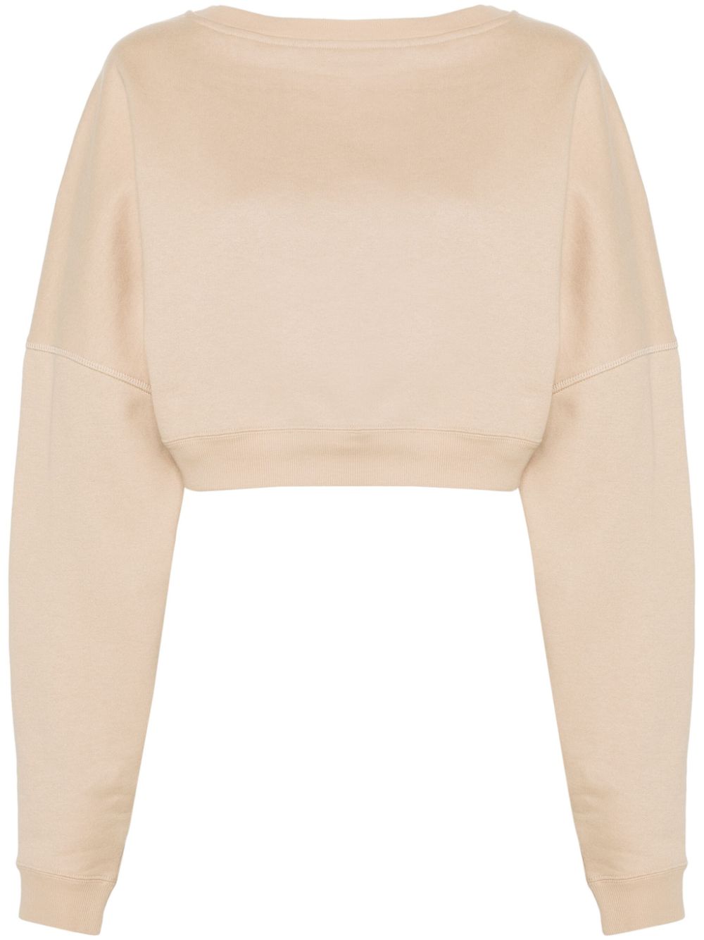 Saint Laurent Cropped-Sweatshirt mit Logo-Stickerei - Nude von Saint Laurent