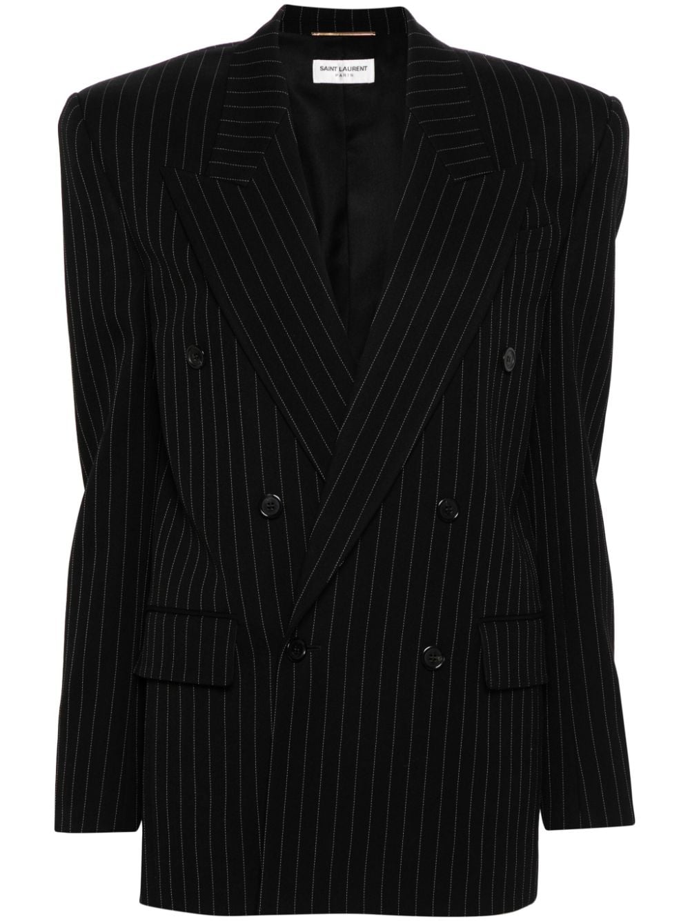 Saint Laurent Doppelreihiger Blazer mit Nadelstreifen - Schwarz von Saint Laurent