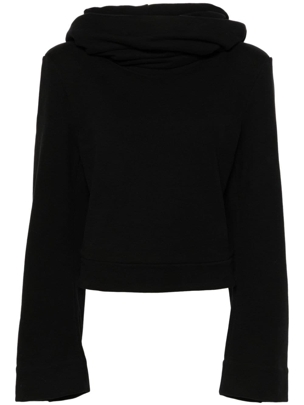 Saint Laurent Drapierter Cropped-Hoodie - Schwarz von Saint Laurent