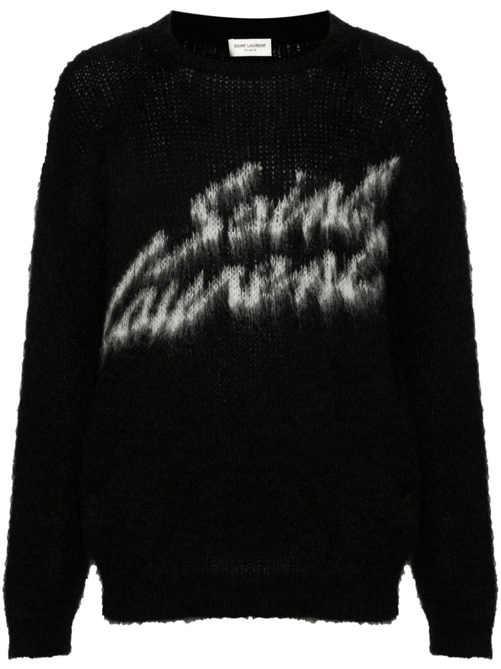 Saint Laurent Intarsien-Pullover mit Logo - Schwarz von Saint Laurent