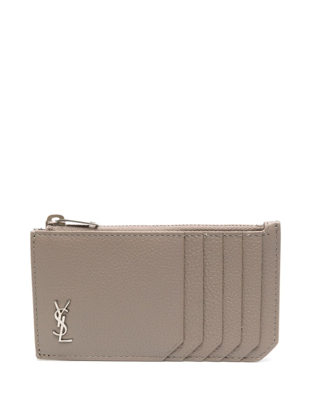 Saint Laurent Kartenetui mit Logo-Schild - Grau von Saint Laurent