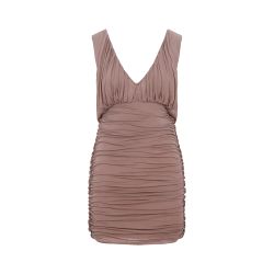 Saint Laurent Rosa-kleid Aus Cupro Mit V-ausschnitt von Saint Laurent