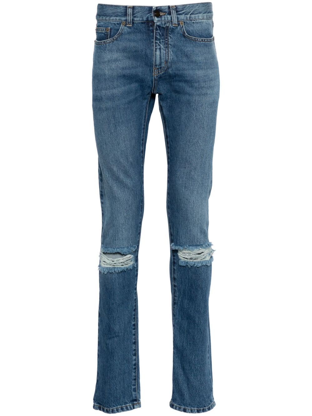 Saint Laurent Schmale Jeans mit Distressed-Detail - Blau von Saint Laurent