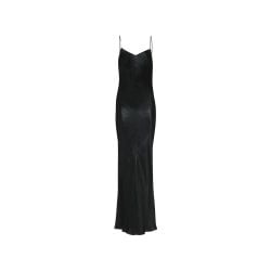 Saint Laurent Schwarzes Langes Satin Kleid von Saint Laurent