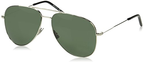 Saint Laurent Unisex-Erwachsene Classic 11 020 Sonnenbrille, Silber (Silver/Green), 59 von Saint Laurent
