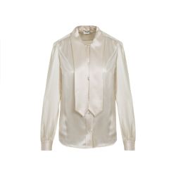 Saint Laurent Weiße Seidenbluse Mit Lavallière-kragen von Saint Laurent
