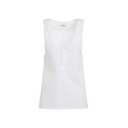 Saint Laurent Weißes Baumwoll Top Mit U-ausschnitt Ärmellos von Saint Laurent