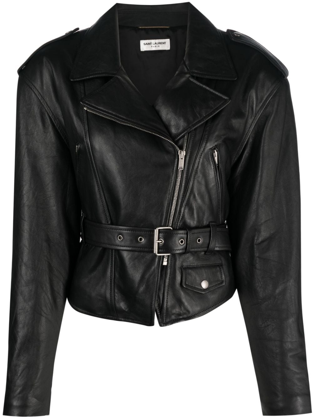 Saint Laurent Lederjacke mit Gürtel - Schwarz von Saint Laurent