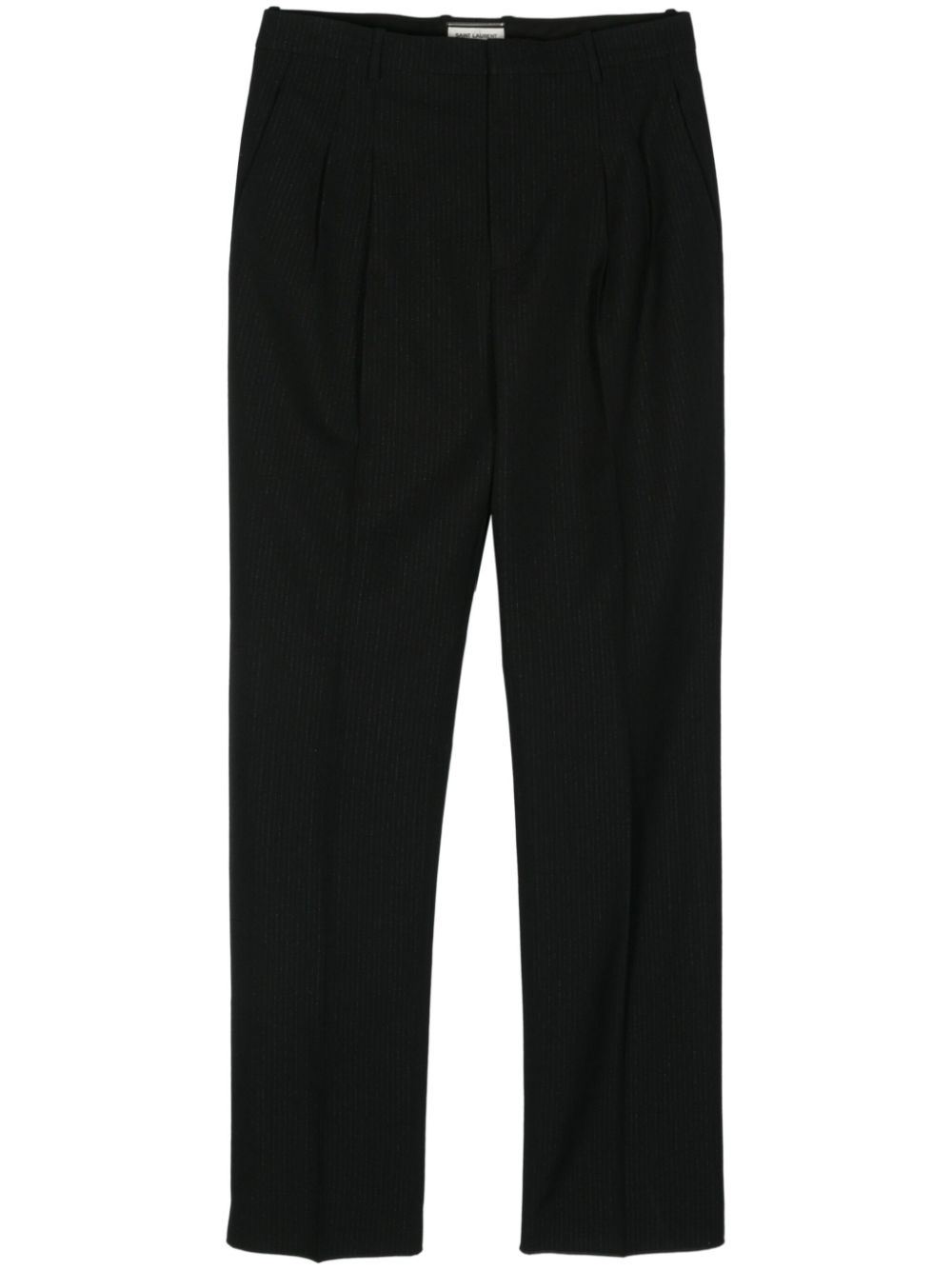 Saint Laurent metallic striped straight trousers - Schwarz von Saint Laurent