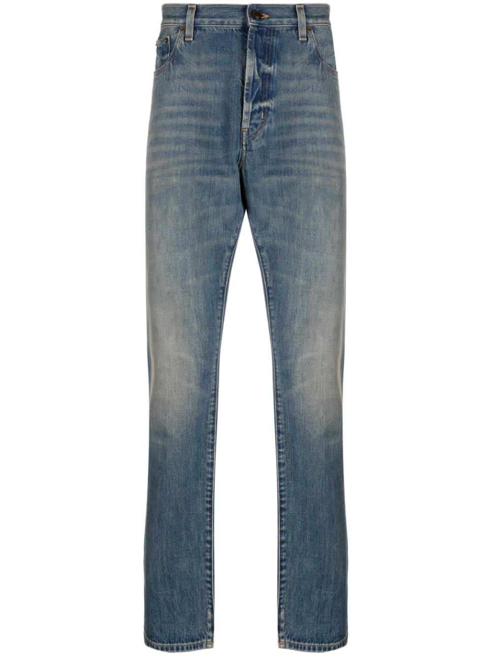 Saint Laurent Halbhohe Straight-Leg-Jeans - Blau von Saint Laurent