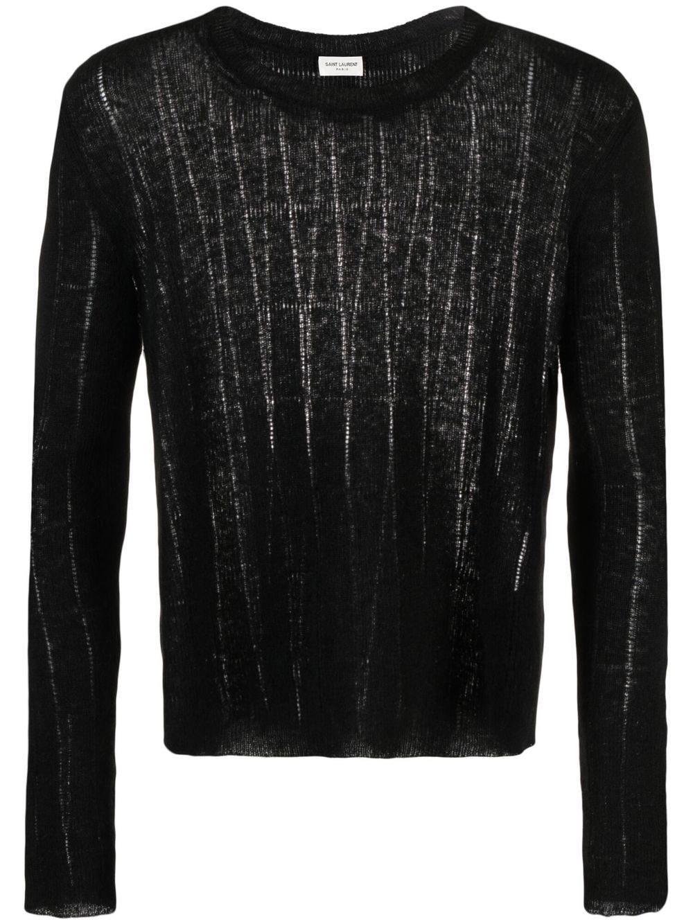 Saint Laurent Gerippter Pullover mit Lochstrickmuster - Schwarz von Saint Laurent