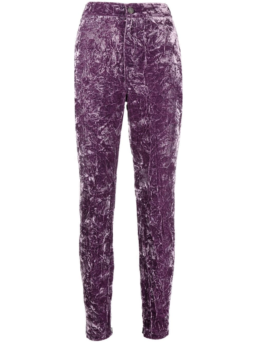 Saint Laurent Schmale Hose in Samtoptik - Violett von Saint Laurent