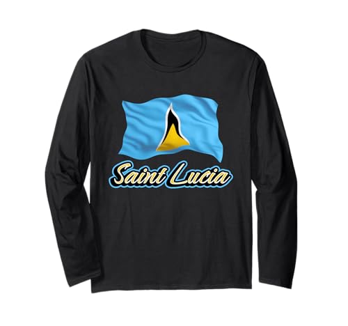 St. Lucian Flagge Patriotische Männer Frauen Kinder Karibik Langarmshirt von Saint Lucia Heritage Caribbean Apparel & Gifts