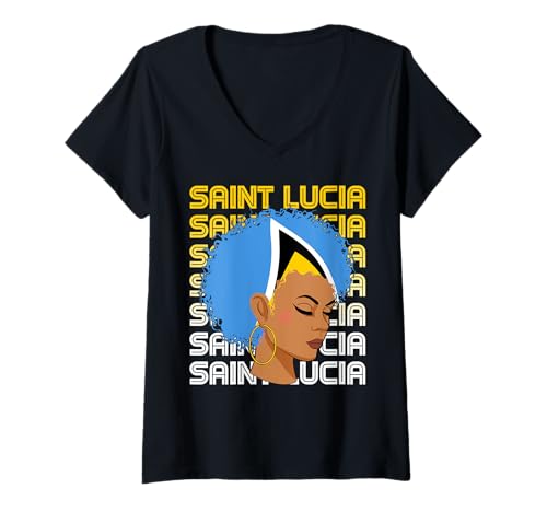 Damen St. Lucia Queen, Independence St. Lucia Flagge Damen, Mädchen T-Shirt mit V-Ausschnitt Damen St. Lucia Queen, Independence St. Lucia Flagge Damen, Mädchen T-Shirt mit V-Ausschnitt von Saint Lucia Queen, Independence St. Lucia 2024