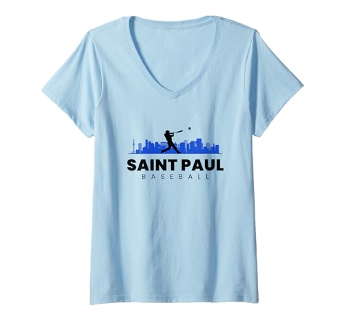 Damen Saint Paul Baseball-Liebhaber im Vintage-Look, minimalistisch, Retro T-Shirt mit V-Ausschnitt Damen Saint Paul Baseball-Liebhaber im Vintage-Look, minimalistisch, Retro T-Shirt mit V-Ausschnitt von Saint Paul Baseball Lovers