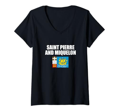 Damen St. Pierre und Miquelon T-Shirt mit V-Ausschnitt Damen St. Pierre und Miquelon T-Shirt mit V-Ausschnitt von Saint-Pierre-et-Miquelon Flag for real Patriots