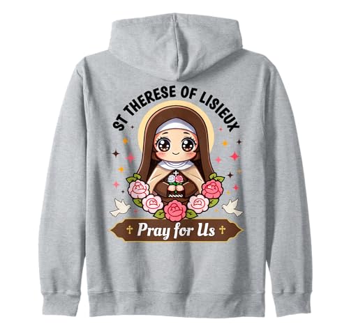 St. Therese von Lisieux Bitte für Uns Katholische Rosen für Kinder Kapuzenjacke St. Therese von Lisieux Bitte für Uns Katholische Rosen für Kinder Kapuzenjacke von Saint Thérèse of Lisieux Christian Creationz