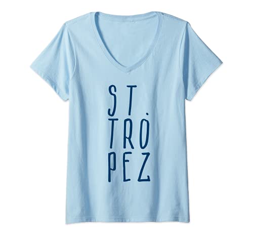 Damen Saint Tropez Mittelmeer Südfrankreich Reise Yacht Urlaub T-Shirt mit V-Ausschnitt Damen Saint Tropez Mittelmeer Südfrankreich Reise Yacht Urlaub T-Shirt mit V-Ausschnitt von Saint Tropez Sommerferien Geschenke Julib Tees