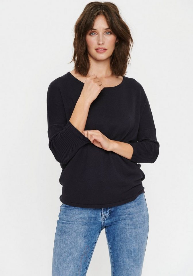 Saint Tropez Rundhalspullover A2561, MilaSZ R-Neck Feinstrick mit Viskose, Casual Fit von Saint Tropez