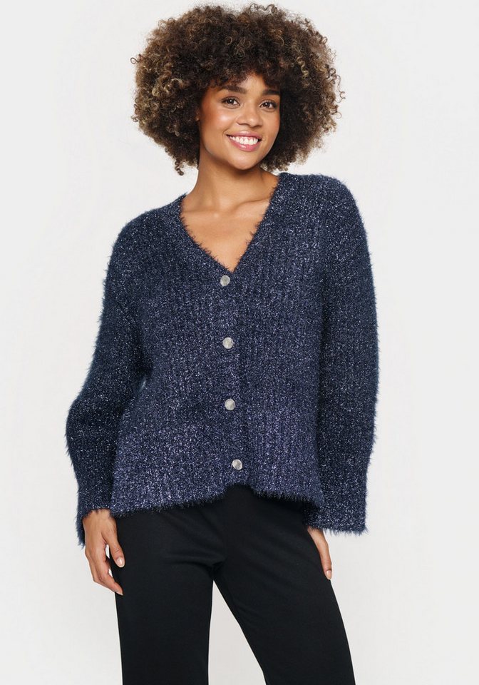Saint Tropez Strickjacke HalfaSZ Cardigan mit Glitzereffekt von Saint Tropez