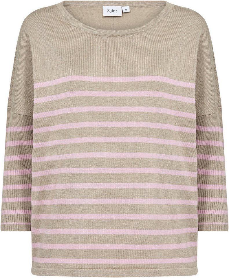 Saint Tropez Strickpullover MilaSZ R-neck Stripe Oversize Fit, Feinstrick, Viskosemischung von Saint Tropez