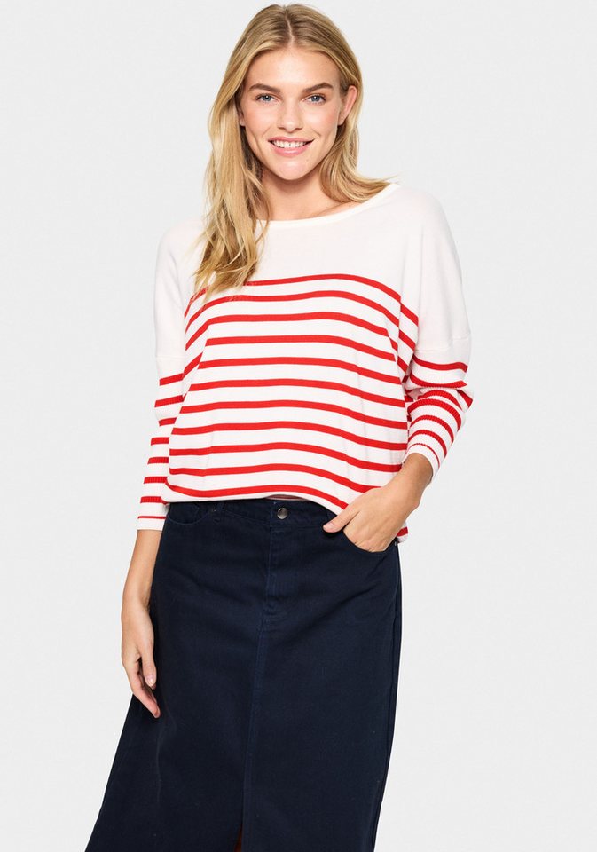 Saint Tropez Strickpullover MilaSZ R-neck Stripe Oversize Fit, Feinstrick, Viskosemischung von Saint Tropez
