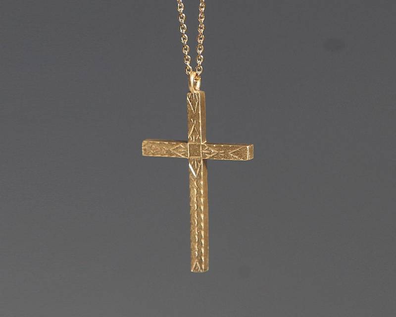 Dreifaltigkeits-Kreuz-Halskette, 14K, 18K Gold Kreuz-Anhänger, Goldkreuz-Anhänger, Handgemachter Kreuzanhänger Dreifaltigkeits-Kreuz-Halskette, 14K, 18K Gold Kreuz-Anhänger, Goldkreuz-Anhänger, Handgemachter Kreuzanhänger von SaintMichaelJewelry