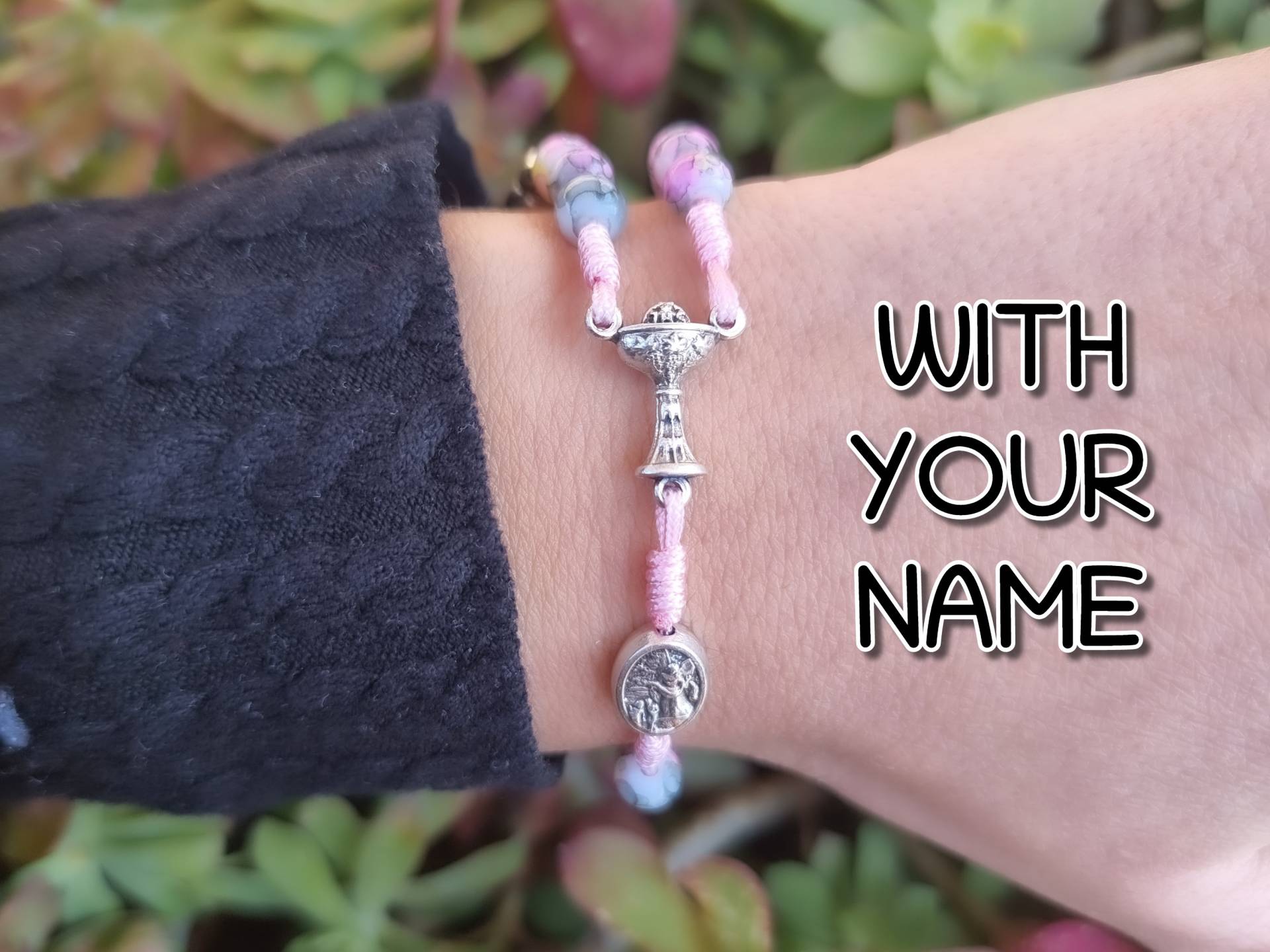 Erstkommunion Armband Rosenkranz, Zierlicher Rosenkranz Mit Namen, Gebetskette Mini Für Jungen Und Mädchen, Bunter von SaintsFriends
