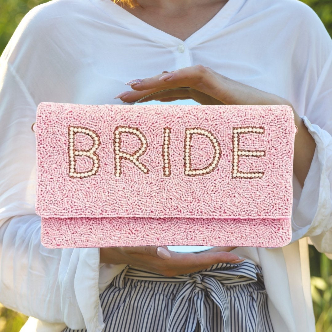 Pink Braut Geldbörse, Clutch Für Geschenk Brautparty Bachelorette Party von SaintsHeadbands