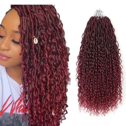 Saisifen Boho Göttin Locs Häkeln Haare für Schwarze Frauen 8 Packungen 96 Litzen Weiche Faux Locs Mit Lockigen Enden, Pre-looped Häkeln Zöpfe schwarz Bis Burgunderrot 28 Zoll(70cm) von Saisifen